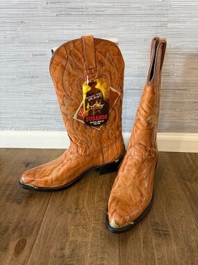 Durango Men's Brown Leather Western Cowboy Boots with brass guards, NWT, 8.5D
